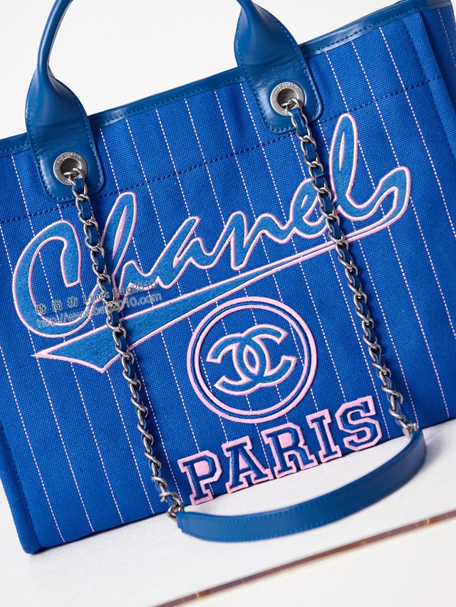 Chanel專櫃23p最新款條紋沙灘包 AS3257 香奈兒爆款小號手提購物袋 djc5139